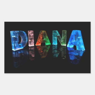 Sticker Rectangulaire Le nom Diana en lumières 3D (photo)