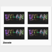 Sticker Rectangulaire Le nom Dylan en lumières 3D (photo) (Feuille)