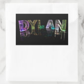 Sticker Rectangulaire Le nom Dylan en lumières 3D (photo) (Sac)