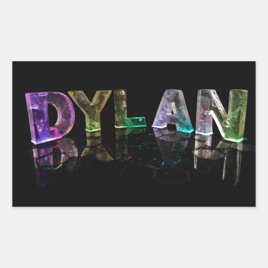 Sticker Rectangulaire Le nom Dylan en lumières 3D (photo) (Devant)