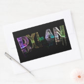 Sticker Rectangulaire Le nom Dylan en lumières 3D (photo) (Enveloppe)