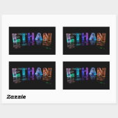 Sticker Rectangulaire Le nom Ethan en lumières 3D (photo) (Feuille)