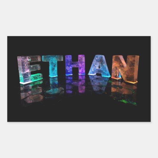 Sticker Rectangulaire Le nom Ethan en lumières 3D (photo) (Devant)