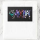 Sticker Rectangulaire Le nom Gavin en lumières 3D (photo) (Sac)