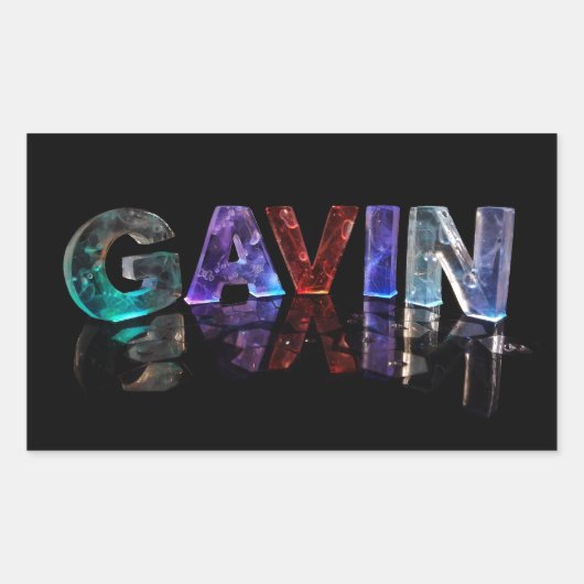 Sticker Rectangulaire Le nom Gavin en lumières 3D (photo) (Devant)