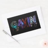 Sticker Rectangulaire Le nom Gavin en lumières 3D (photo) (Enveloppe)