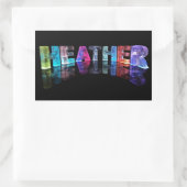 Sticker Rectangulaire Le nom Heather en lumières 3D (photo) (Sac)