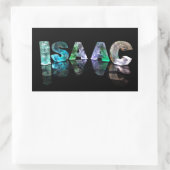 Sticker Rectangulaire Le nom Isaac en lumières 3D (Photographie) (Sac)