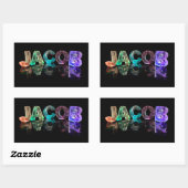 Sticker Rectangulaire Le nom Jacob en lumières 3D (photo) (Feuille)
