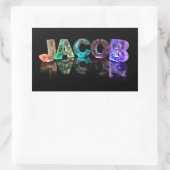 Sticker Rectangulaire Le nom Jacob en lumières 3D (photo) (Sac)