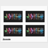 Sticker Rectangulaire Le nom James en lumières 3D (photo) (Feuille)