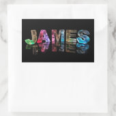 Sticker Rectangulaire Le nom James en lumières 3D (photo) (Sac)