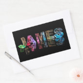 Sticker Rectangulaire Le nom James en lumières 3D (photo) (Enveloppe)