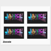Sticker Rectangulaire Le nom Janice en lumières 3D (photo) (Feuille)