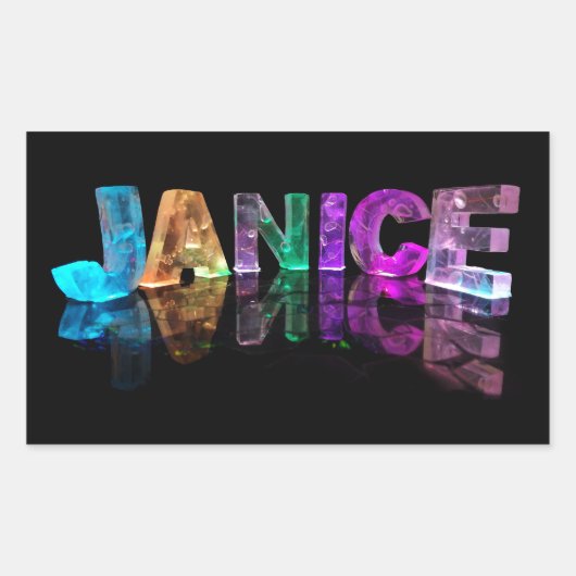 Sticker Rectangulaire Le nom Janice en lumières 3D (photo) (Devant)