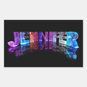 Sticker Rectangulaire Le nom Jennifer en lumières 3D (photo)