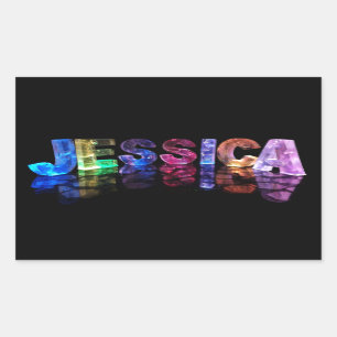 Sticker Rectangulaire Le nom Jessica en lumières 3D (photo)