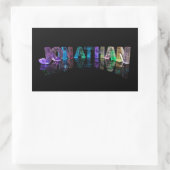 Sticker Rectangulaire Le nom Jonathan en lumières 3D (photo) (Sac)