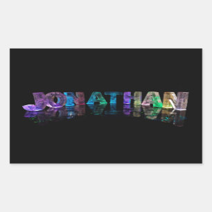 Sticker Rectangulaire Le nom Jonathan en lumières 3D (photo)
