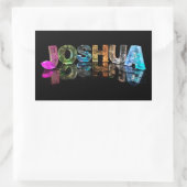 Sticker Rectangulaire Le nom Joshua en lumières 3D (photo) (Sac)