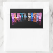 Sticker Rectangulaire Le nom Kayleigh en lumières 3D (photo) (Sac)