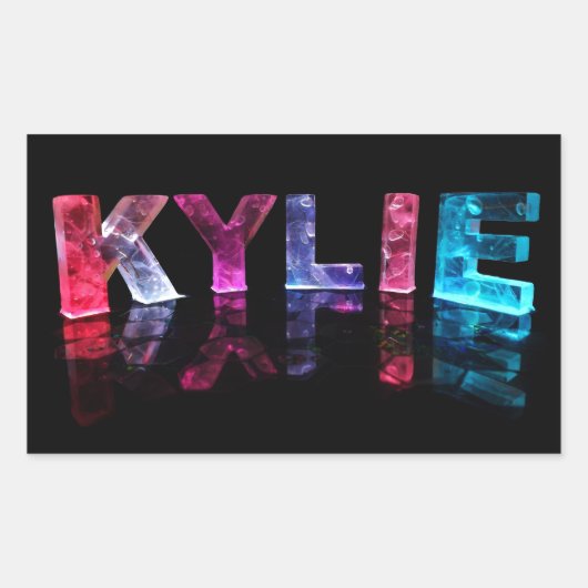 Sticker Rectangulaire Le nom Kylie en lumières 3D (photo) (Devant)
