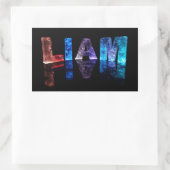 Sticker Rectangulaire Le nom Liam en lumières 3D (photo) (Sac)