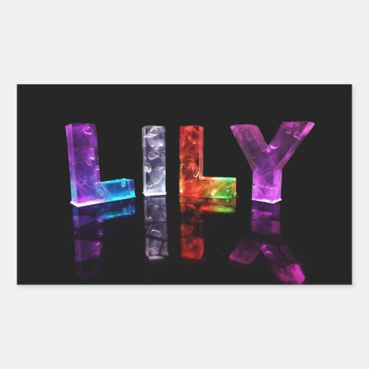Sticker Rectangulaire Le nom Lily en lumières 3D (photo) (Devant)