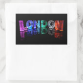 Sticker Rectangulaire Le nom Londres en lumières 3D (photo) (Sac)
