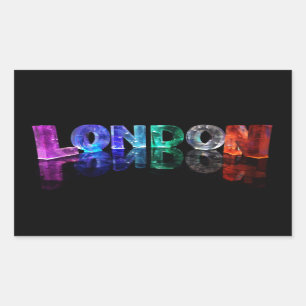 Sticker Rectangulaire Le nom Londres en lumières 3D (photo)
