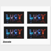 Sticker Rectangulaire Le nom Lucy en lumières 3D (photo) (Feuille)