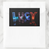 Sticker Rectangulaire Le nom Lucy en lumières 3D (photo) (Sac)