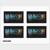 Sticker Rectangulaire Le nom Mason en lumières 3D (photo) (Feuille)