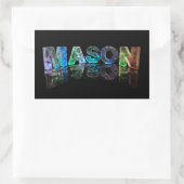 Sticker Rectangulaire Le nom Mason en lumières 3D (photo) (Sac)