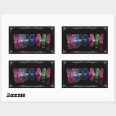 Sticker Rectangulaire Le nom Megan en lumières 3D (photo) (Feuille)