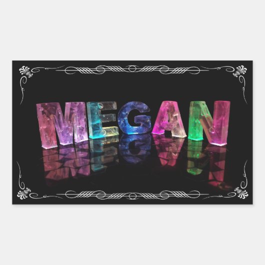 Sticker Rectangulaire Le nom Megan en lumières 3D (photo) (Devant)