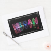 Sticker Rectangulaire Le nom Megan en lumières 3D (photo) (Enveloppe)