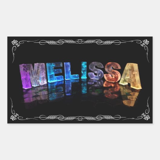 Sticker Rectangulaire Le nom Melissa en lumières 3D (Photographie) (Devant)