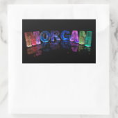 Sticker Rectangulaire Le nom Morgan en lumières 3D (photo) (Sac)