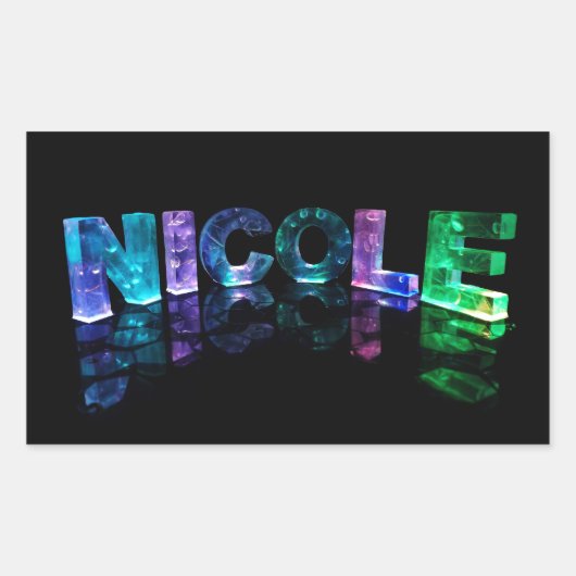 Sticker Rectangulaire Le nom Nicole en lumières 3D (photo) (Devant)