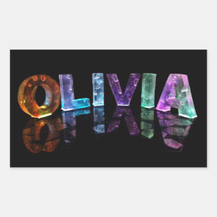 Sticker Rectangulaire Le nom Olivia en lumières 3D (photo)