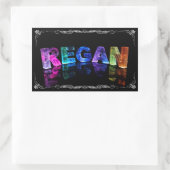 Sticker Rectangulaire Le nom Regan en lumières 3D (photo) (Sac)