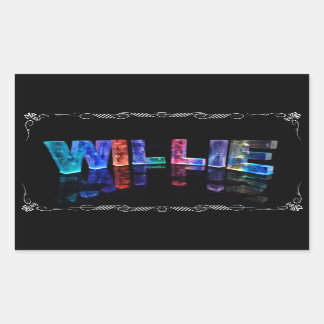Sticker Rectangulaire Le nom Willie - Nom en lumières (Photographie)