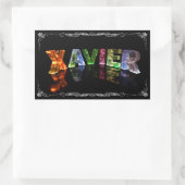 Sticker Rectangulaire Le nom Xavier - Nom en lumières (Photographie) (Sac)