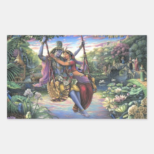 Sticker Rectangulaire Le Pâque du Swing - Radha et Krishna (Devant)