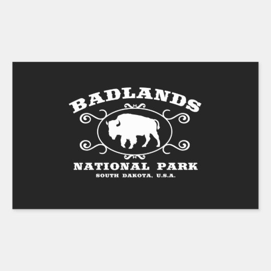 Sticker Rectangulaire Le parc national des Badlands Buffalo (Devant)