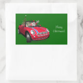 Sticker Rectangulaire Le Père Noël Conduit Une Mini (Sac)