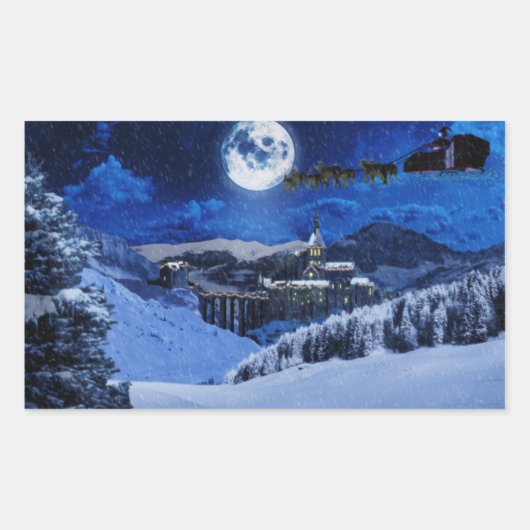 Sticker Rectangulaire Le Père Noël et le pôle Nord (Devant)
