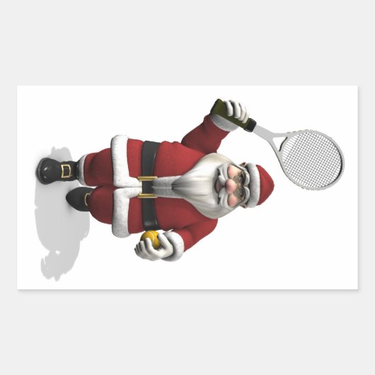 Sticker Rectangulaire Le Père Noël Jouant Au Tennis (Devant)