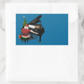 Sticker Rectangulaire Le Père Noël Jouer Piano (Sac)